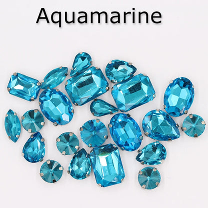 Hot Sell Crystal Buckle Droplet Sew on Rhinestone With Claw for DIY Jewelry Hair Clips Wedding Dess