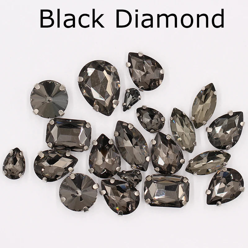 Hot Sell Crystal Buckle Droplet Sew on Rhinestone With Claw for DIY Jewelry Hair Clips Wedding Dess