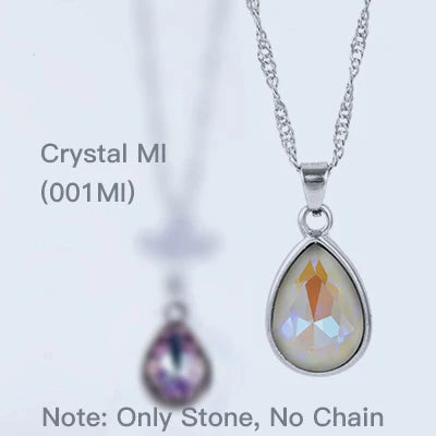 Acmore Crystal Drop Shaped Fancy Shiny Colors K9 Crystal Stones Alloy Back Pendant Necklace Deco Charms Jewelry Rhinestones Accessories