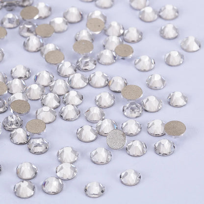 Acmore Crystal High Quality Custom Wholesale 16 Cuts Non Hot Fix Flat Back Glass Rhinestone With Golden Bottom for Nail Art Accessories