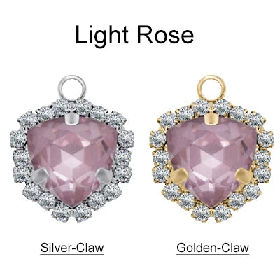 Xichuan Fat Triangle Shaped Crystal Stone K9 Glass Sew on Cup Chain Setting Shiny Colors Rhinestone Crafts Pendant Necklace