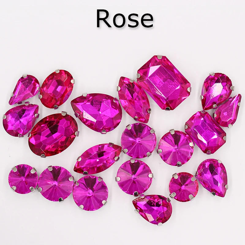 Hot Sell Crystal Buckle Droplet Sew on Rhinestone With Claw for DIY Jewelry Hair Clips Wedding Dess