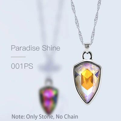 Acmore Crystal Shield Fancy Shaped Shiny 16 Colors 11*19mm Fashion Cristaled Stones Alloy Pendant Necklace Earring Jewelry Making