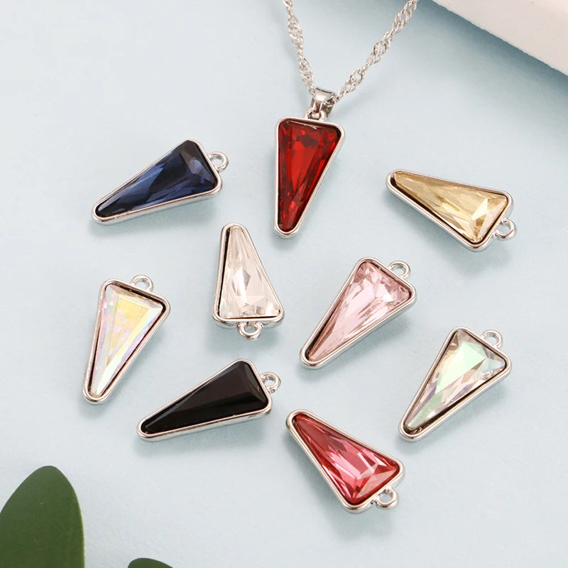 Acmore Crystal Fancy Derlta Shaped High Quality K9 Glass Alloy Pendant Necklace Jewelry Making Crystal Stone Earring Brooch Accessories