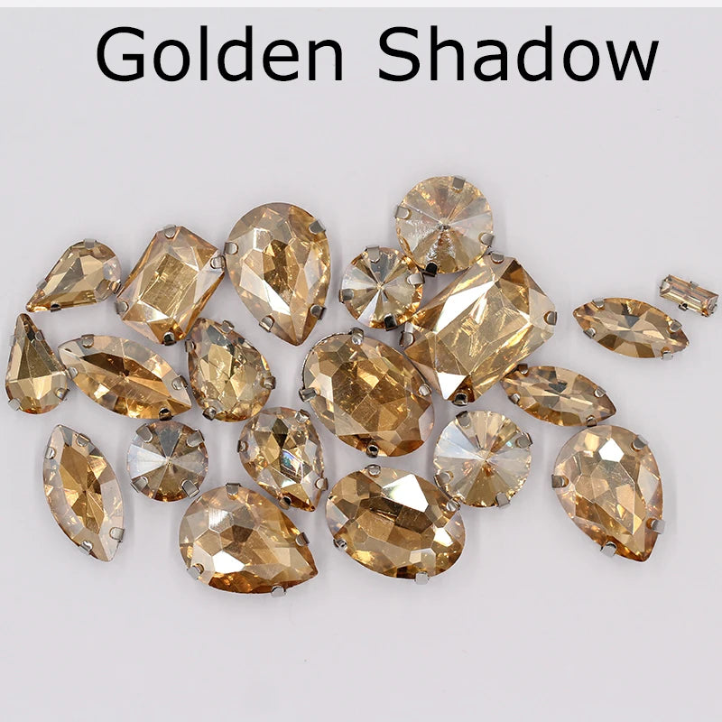 Hot Sell Crystal Buckle Droplet Sew on Rhinestone With Claw for DIY Jewelry Hair Clips Wedding Dess