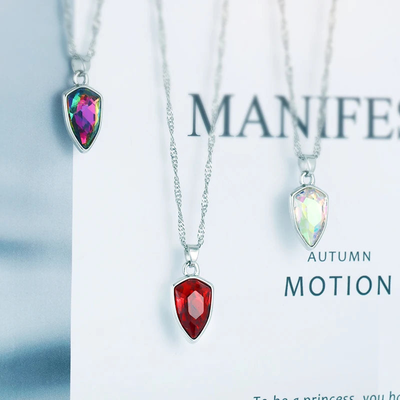 Acmore Crystal Shield Fancy Shaped Shiny 16 Colors 11*19mm Fashion Cristaled Stones Alloy Pendant Necklace Earring Jewelry Making