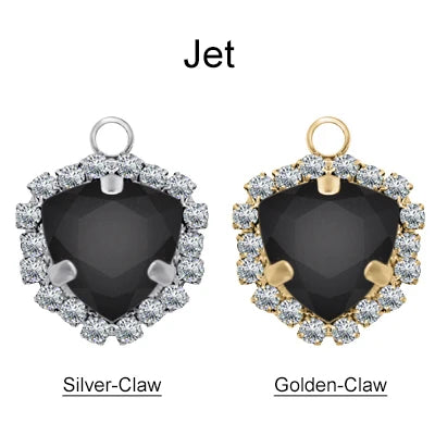 Xichuan Fat Triangle Shaped Crystal Stone K9 Glass Sew on Cup Chain Setting Shiny Colors Rhinestone Crafts Pendant Necklace