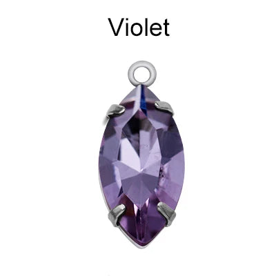 Factory Direct Navette Shape Crystal Stone Pendant With Silver Claw Necklace/Brancelet Accessories 7*15MM Silver