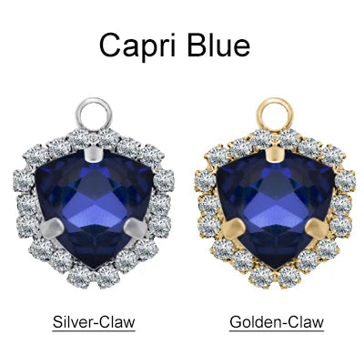 Xichuan Fat Triangle Shaped Crystal Stone K9 Glass Sew on Cup Chain Setting Shiny Colors Rhinestone Crafts Pendant Necklace