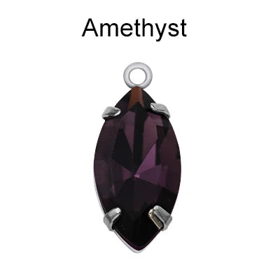 Factory Direct Navette Shape Crystal Stone Pendant With Silver Claw Necklace/Brancelet Accessories 7*15MM Silver