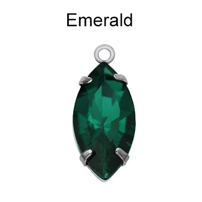 Factory Direct Navette Shape Crystal Stone Pendant With Silver Claw Necklace/Brancelet Accessories 7*15MM Silver