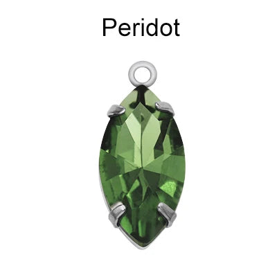 Factory Direct Navette Shape Crystal Stone Pendant With Silver Claw Necklace/Brancelet Accessories 7*15MM Silver