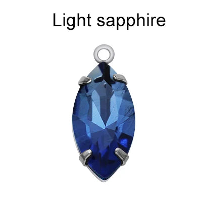 Factory Direct Navette Shape Crystal Stone Pendant With Silver Claw Necklace/Brancelet Accessories 7*15MM Silver