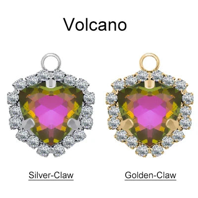 Xichuan Fat Triangle Shaped Crystal Stone K9 Glass Sew on Cup Chain Setting Shiny Colors Rhinestone Crafts Pendant Necklace