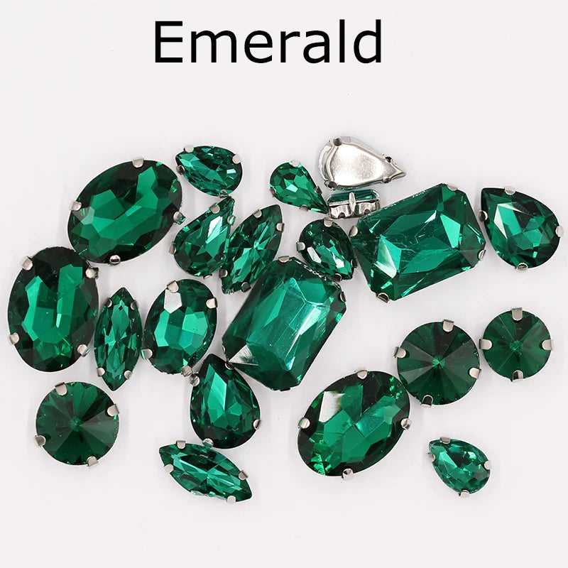 Hot Sell Crystal Buckle Droplet Sew on Rhinestone With Claw for DIY Jewelry Hair Clips Wedding Dess
