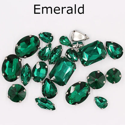 Hot Sell Crystal Buckle Droplet Sew on Rhinestone With Claw for DIY Jewelry Hair Clips Wedding Dess