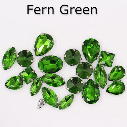 Hot Sell Crystal Buckle Droplet Sew on Rhinestone With Claw for DIY Jewelry Hair Clips Wedding Dess