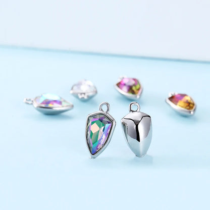 Acmore Crystal Shield Fancy Shaped Shiny 16 Colors 11*19mm Fashion Cristaled Stones Alloy Pendant Necklace Earring Jewelry Making