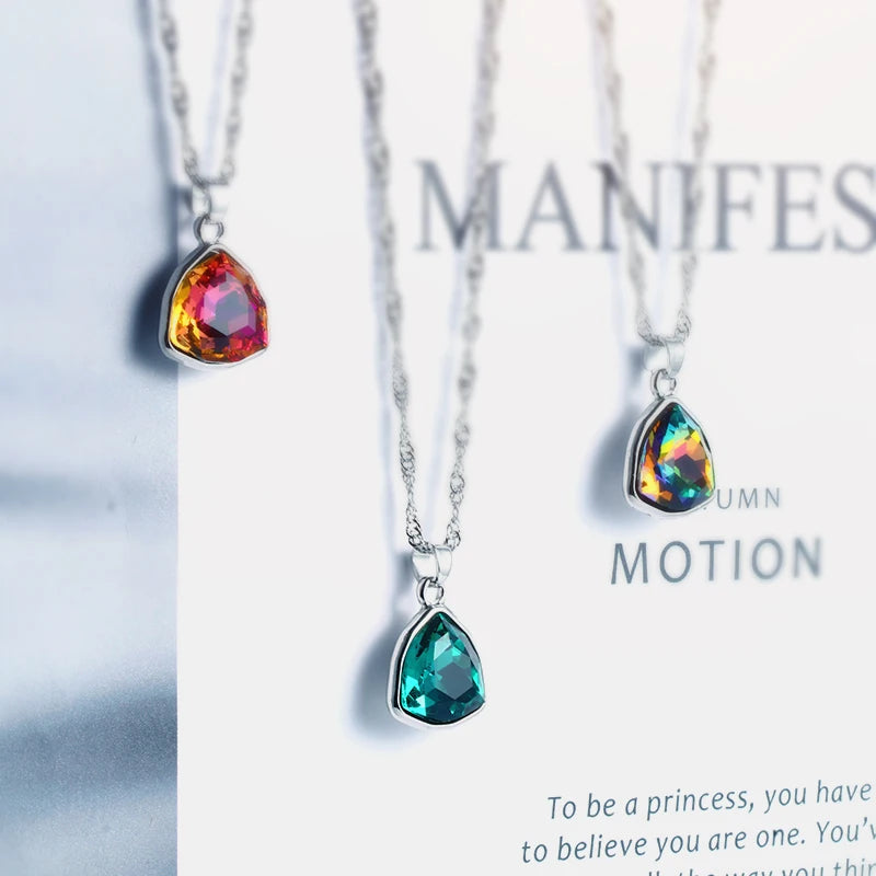 Acmore Crystal Fat Triangle Shape Shiny Color Stone Alloy Back Pendant Necklace Diy for Brooch Earring Brooch Bracelet Hair Accessories