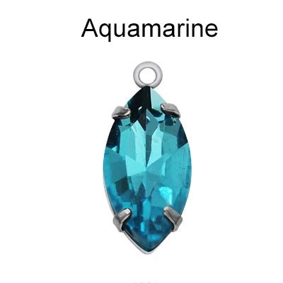 Factory Direct Navette Shape Crystal Stone Pendant With Silver Claw Necklace/Brancelet Accessories 7*15MM Silver