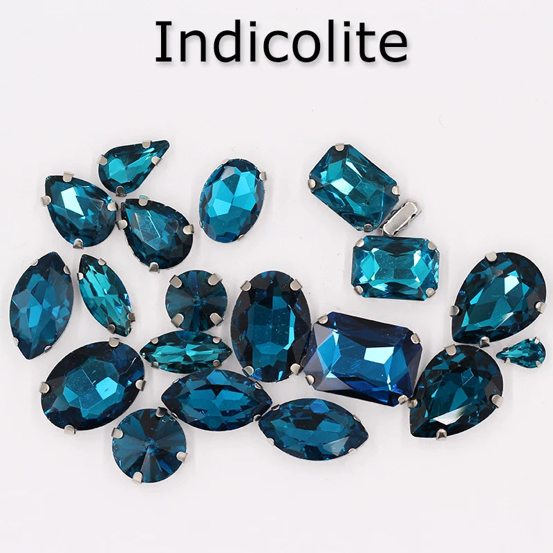 Hot Sell Crystal Buckle Droplet Sew on Rhinestone With Claw for DIY Jewelry Hair Clips Wedding Dess