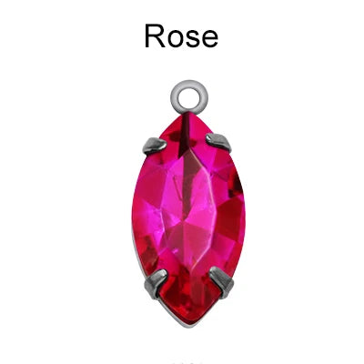 Factory Direct Navette Shape Crystal Stone Pendant With Silver Claw Necklace/Brancelet Accessories 7*15MM Silver