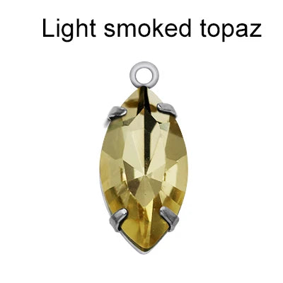 Factory Direct Navette Shape Crystal Stone Pendant With Silver Claw Necklace/Brancelet Accessories 7*15MM Silver