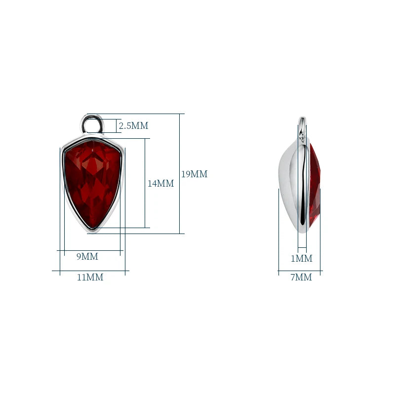 Acmore Crystal Shield Fancy Shaped Shiny 16 Colors 11*19mm Fashion Cristaled Stones Alloy Pendant Necklace Earring Jewelry Making
