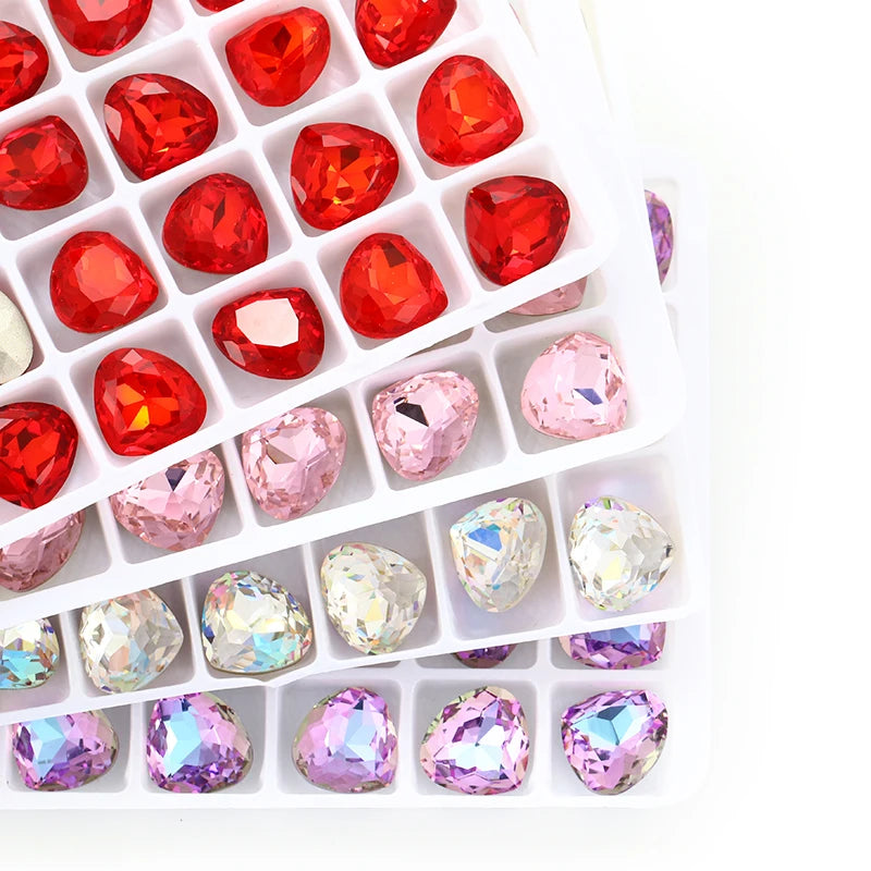 Acmore Crystal Wide Pear Shape 13 Colors 12*13mm Fancy Pointback Loose Crystal Beads Stones Jewelry Making Accessories Rhinestones