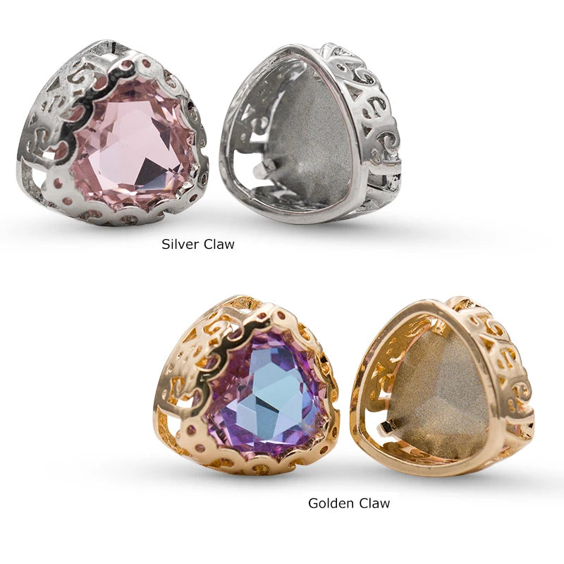 Wholesale Golden Nest Claw Triangle Sew on Stones Crystal Rhinestones With Claw for Dresses