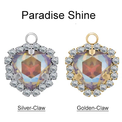 Xichuan Fat Triangle Shaped Crystal Stone K9 Glass Sew on Cup Chain Setting Shiny Colors Rhinestone Crafts Pendant Necklace