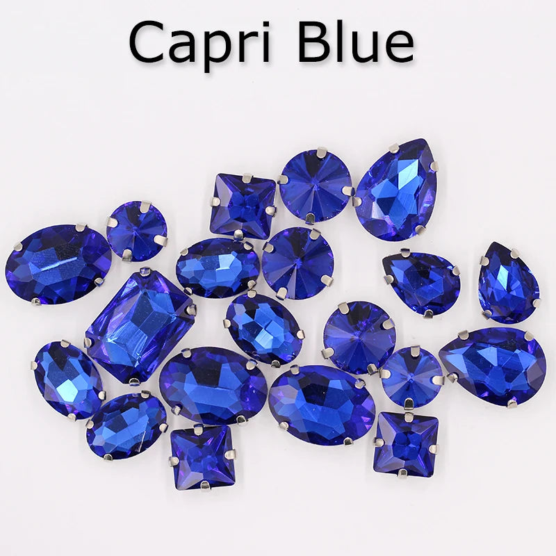 Hot Sell Crystal Buckle Droplet Sew on Rhinestone With Claw for DIY Jewelry Hair Clips Wedding Dess