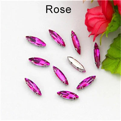 Navette Crystal Fancy Stone With D Claw Setting for Sew on Wedding Dress