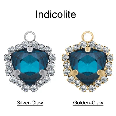 Xichuan Fat Triangle Shaped Crystal Stone K9 Glass Sew on Cup Chain Setting Shiny Colors Rhinestone Crafts Pendant Necklace