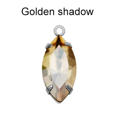 Factory Direct Navette Shape Crystal Stone Pendant With Silver Claw Necklace/Brancelet Accessories 7*15MM Silver