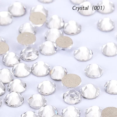 Acmore Crystal High Quality Custom Wholesale 16 Cuts Non Hot Fix Flat Back Glass Rhinestone With Golden Bottom for Nail Art Accessories