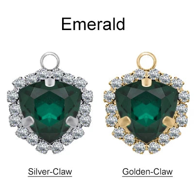 Xichuan Fat Triangle Shaped Crystal Stone K9 Glass Sew on Cup Chain Setting Shiny Colors Rhinestone Crafts Pendant Necklace