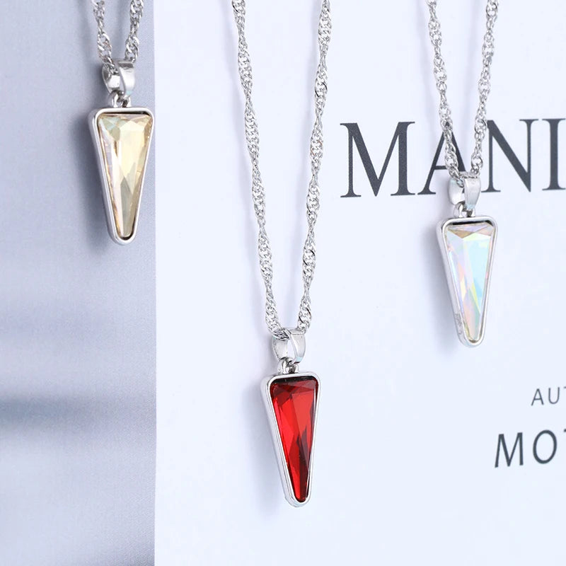 Acmore Crystal Fancy Derlta Shaped High Quality K9 Glass Alloy Pendant Necklace Jewelry Making Crystal Stone Earring Brooch Accessories