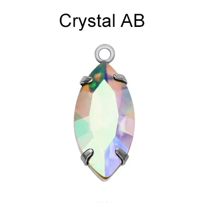 Factory Direct Navette Shape Crystal Stone Pendant With Silver Claw Necklace/Brancelet Accessories 7*15MM Silver