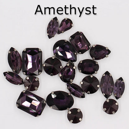 Hot Sell Crystal Buckle Droplet Sew on Rhinestone With Claw for DIY Jewelry Hair Clips Wedding Dess