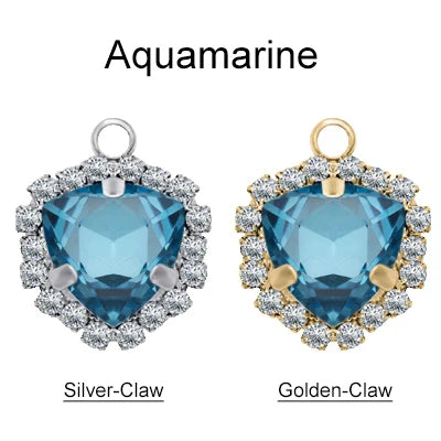 Xichuan Fat Triangle Shaped Crystal Stone K9 Glass Sew on Cup Chain Setting Shiny Colors Rhinestone Crafts Pendant Necklace
