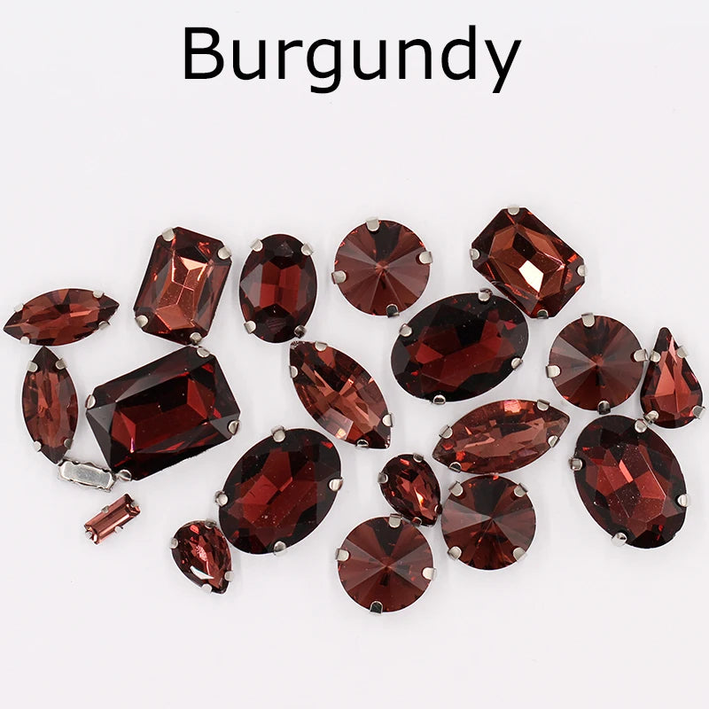 Hot Sell Crystal Buckle Droplet Sew on Rhinestone With Claw for DIY Jewelry Hair Clips Wedding Dess