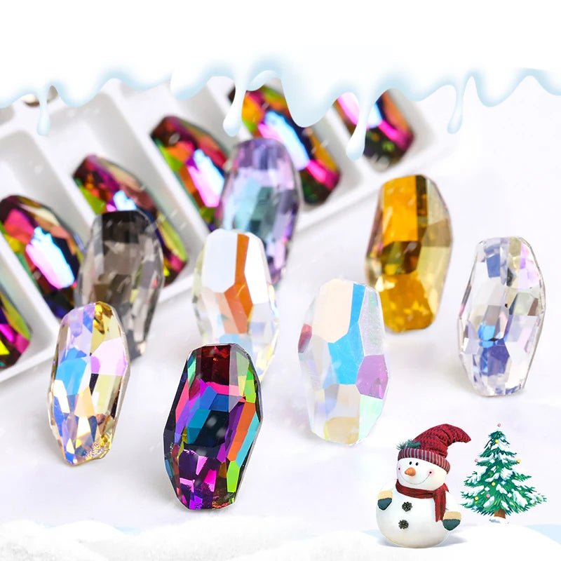Acmore Crystal New Design Meteor Shaped Christmas Series Point Back Rhinestone K9 Glass Nail Art Supplies DIY Decoration Accessories