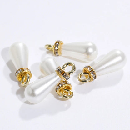 Acmore Crystal Drop Shaped 7*13/10*14/8*15mm Loose Pearl Pendant With Rhinestone Beads DIY for Necklace Earring Bracelet Accessories
