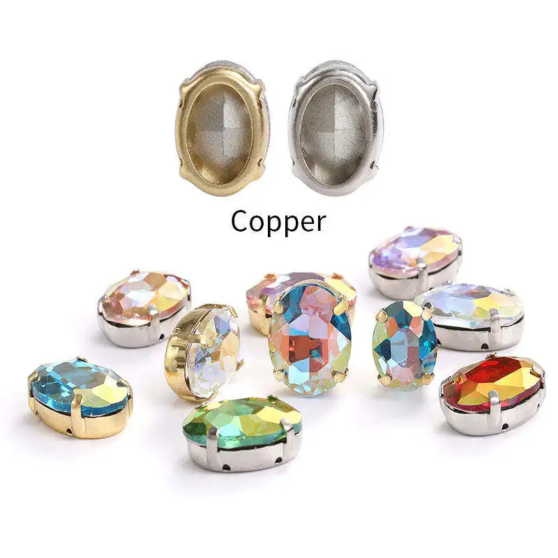 Acmore Crystal High Quality  Oval LA Series Point Back Glass Stone With Claw Rhinestones for Sewing Accessories