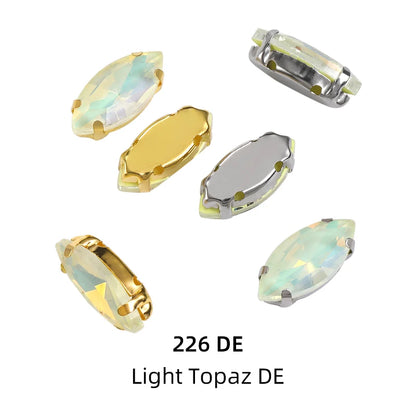 Acmore Crystal High Quality Horse Eye Navette Shape Color Stone With Four Claws Sew on Glass Rhinestones DIY Garment Accessories
