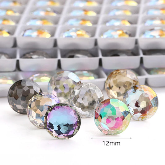 Acmore Crystal High Quality K9  Crystal Glass 12mm Mandala Round Pointback  Rhinestones  for Decoration DIY Accessories