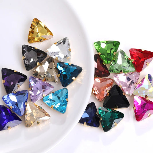 Acmore Crystal  New Fashion Apparel Wedding Shoes Diy Accessories Hand - Sew-on Diamond Triangle Glass Claw Rhinestones Jewelry