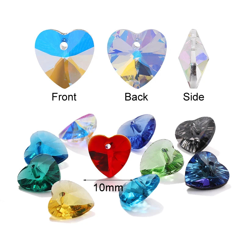 Acmore Crystal Heart Shape10MM K9 Loose Pointed Back Crystal Rhinestones for Jewelry Custom Pendant for Necklace Making