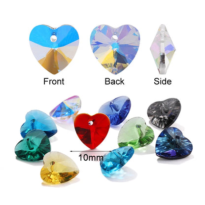 Acmore Crystal Heart Shape10MM K9 Loose Pointed Back Crystal Rhinestones for Jewelry Custom Pendant for Necklace Making